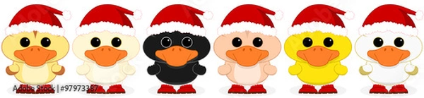 Obraz Six little Santa ducks tiled
