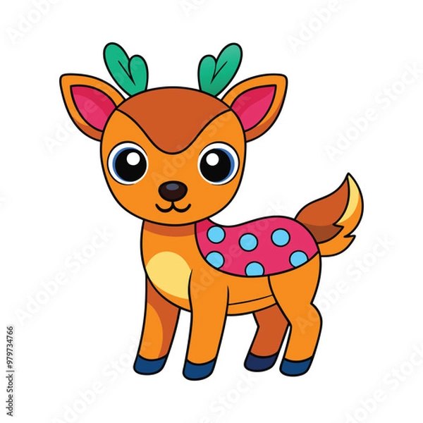 Fototapeta Deer color cartoon vector illustration style design