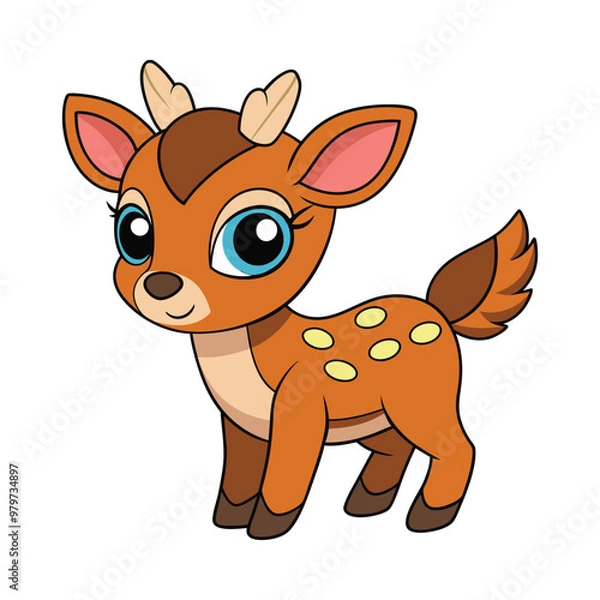 Fototapeta Deer color cartoon vector illustration style design
