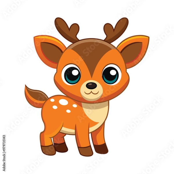 Fototapeta Deer color cartoon vector illustration style design