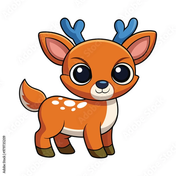 Fototapeta Deer color cartoon vector illustration style design