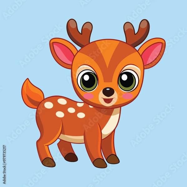 Obraz Deer color cartoon vector illustration style design