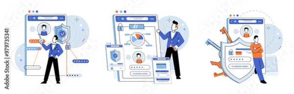 Fototapeta User authorization. Vector illustration. User accounts require secure authentication to prevent unauthorized access Security measures ensure protection user data and privacy The user authorization