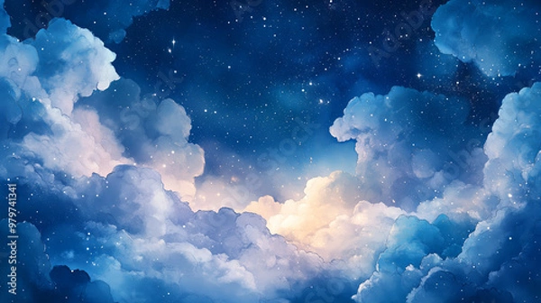 Obraz Night sky with clouds and stars.