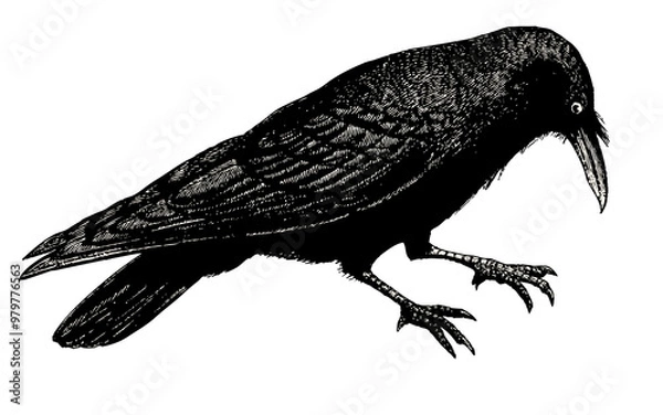 Obraz black crow vintage illustration isolated on transparent background