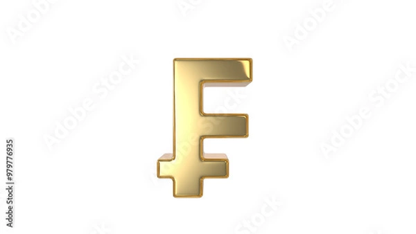 Fototapeta Swiss Franc currency symbol of the Switzerland and Liechtenstein in shiny gold - 3d Illustration, 3d rendering	
