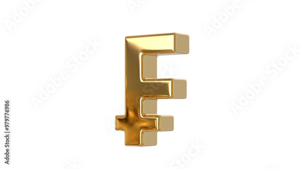 Fototapeta Swiss Franc currency symbol of the Switzerland and Liechtenstein in shiny gold - 3d Illustration, 3d rendering	
