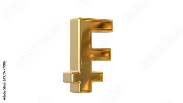 Fototapeta Swiss Franc currency symbol of the Switzerland and Liechtenstein in shiny gold - 3d Illustration, 3d rendering	