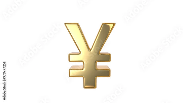 Fototapeta yen and yuan sign currency symbol used for the Japanese yen and the Chinese yuan currencies made of shiny gold - 3d Illustration, 3d rendering	