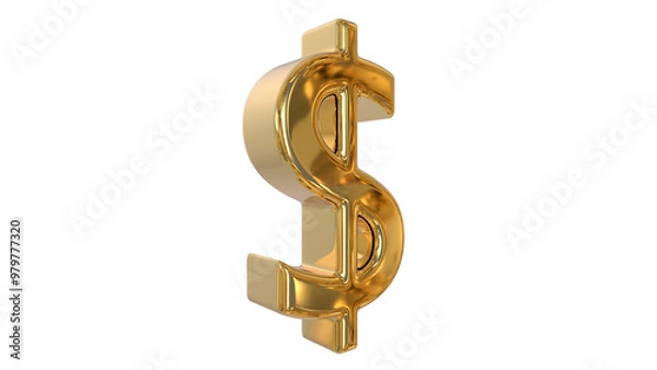 Fototapeta Dollar currency symbol of USA made of shiny gold - 3d Illustration, 3d rendering	