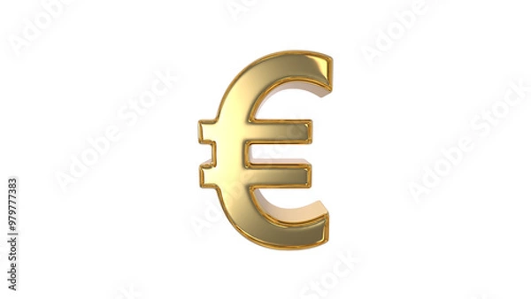 Fototapeta Euro currency symbol of Europeans union made of shiny gold material - 3d rendering, 3d Illustration 