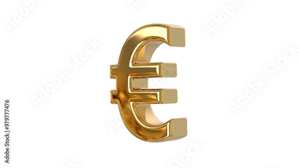 Fototapeta Euro currency symbol of Europeans union made of shiny gold material - 3d rendering, 3d Illustration 