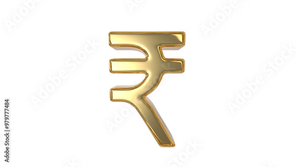 Fototapeta Indian Currency Rupee symbol made of shiny gold material - 3d rendering, 3d Illustration 