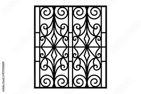 Fototapeta Iron window grill design vector template