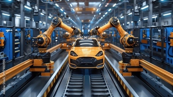 Fototapeta Automotive Manufacturing has evolved significantly with the integration of advanced Robotics