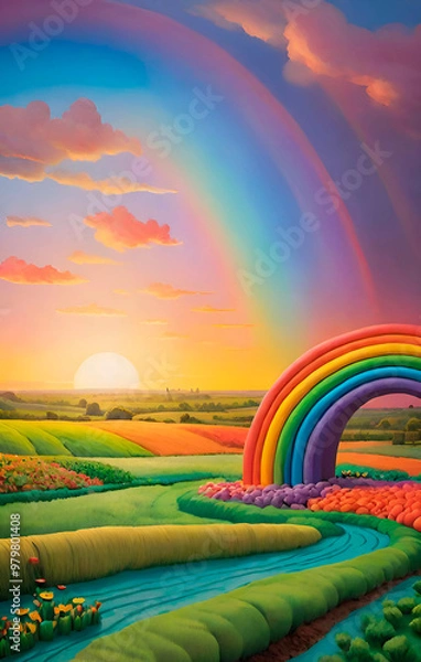 Obraz rainbow over field