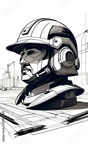 Obraz builder in hard hat