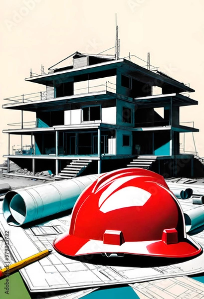 Obraz Home design and construction helmet