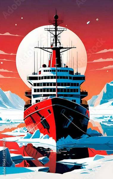 Obraz illustration of a ship in the sea