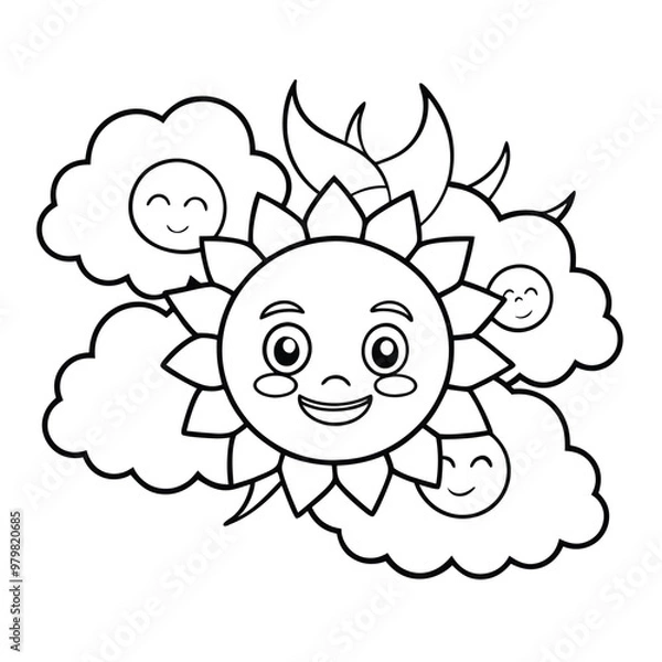 Fototapeta  Hand drawn kawaii coloring book 