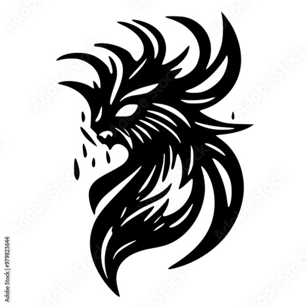 Obraz black and white rooster