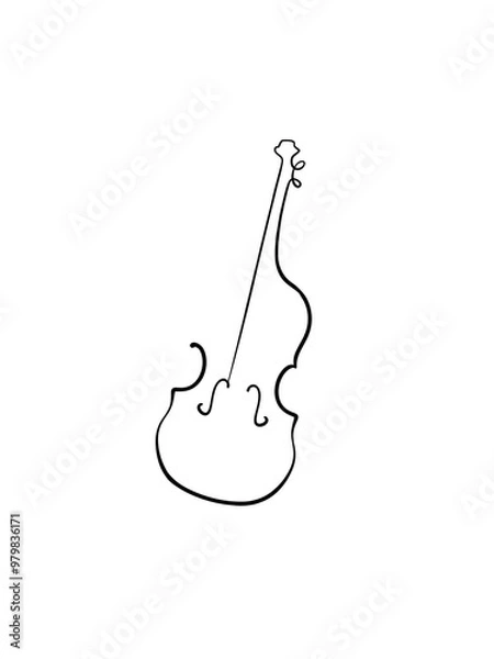 Obraz A violin is drawn in one line style. Printable art. Tattoo design.