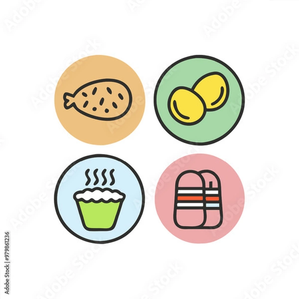 Obraz Food vector icon collection