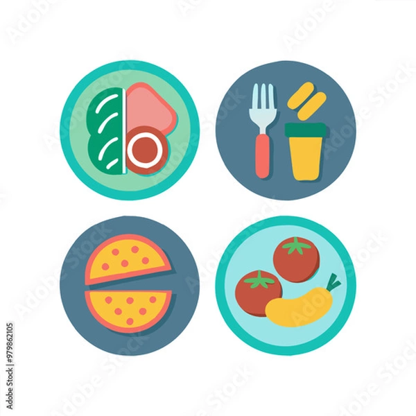 Obraz Food vector icon collection