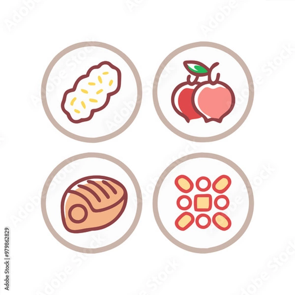 Obraz Food vector icon collection