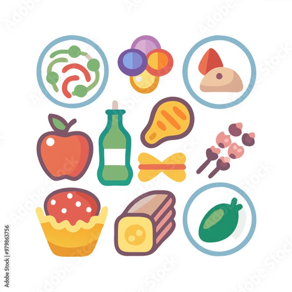 Obraz Food vector icon collection