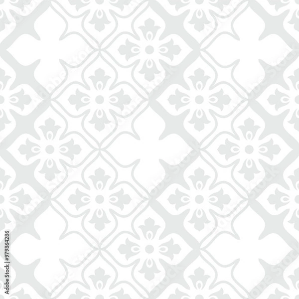 Fototapeta Abstract floral seamless pattern. Gray and white. Vector background.