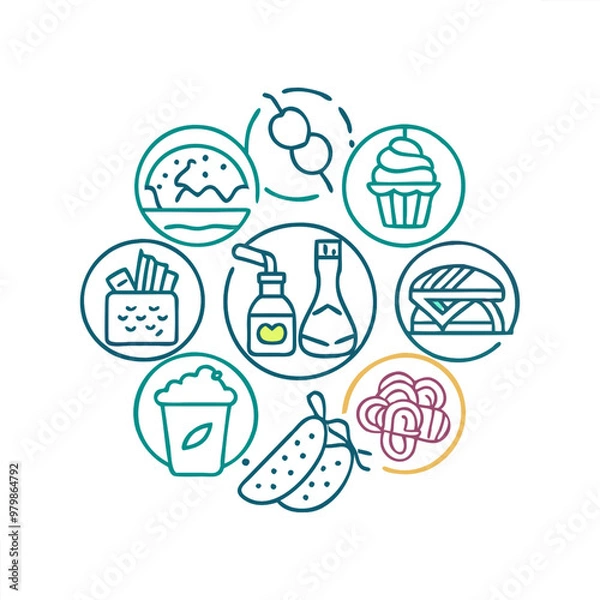 Obraz Food vector icon collection
