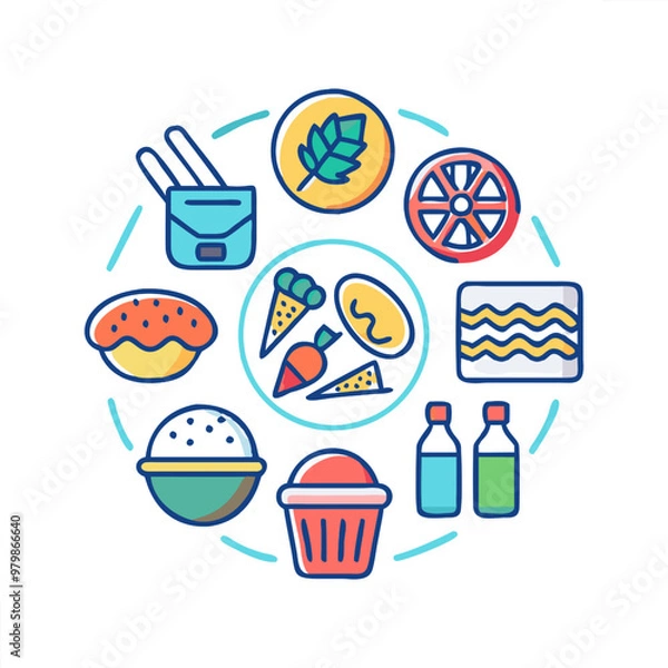 Obraz Food vector icon collection