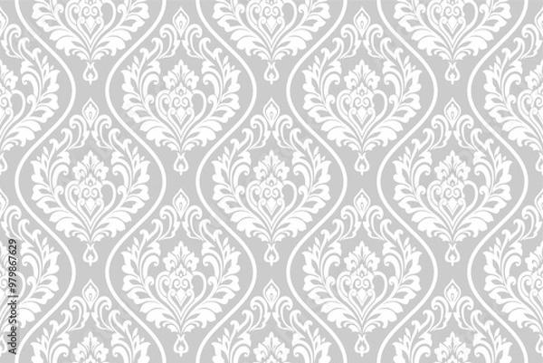 Fototapeta Damask seamless vector background. baroque style pattern. Graphic ornate pattern for wallpaper, fabric, packaging, wrapping. Damask flower ornament.