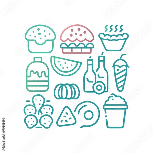 Obraz Food vector icon collection