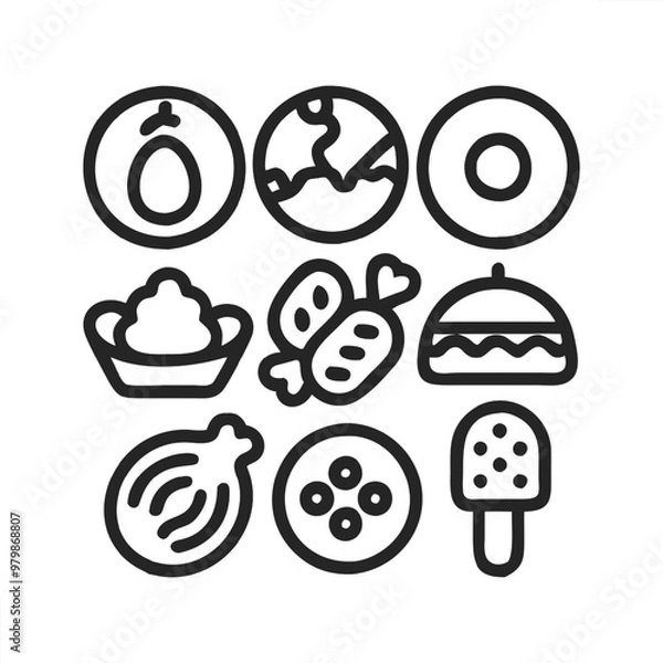 Obraz Food vector icon collection