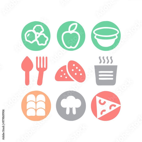 Obraz Food vector icon collection