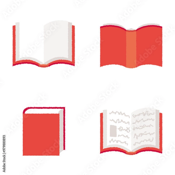 Fototapeta 4種の本のイラスト