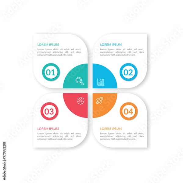 Fototapeta Modern Business Onfographic with Colorful 4 Steps 
