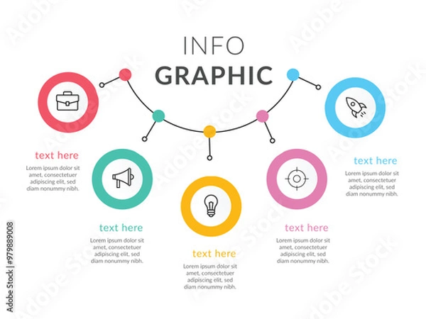 Fototapeta Presentation Business Circle Infographic Template with 5 Options or Steps 