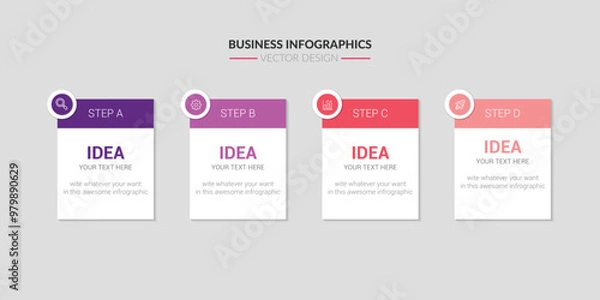 Fototapeta Business Infographic Template Visualization Abstract with Label 4 Number and Icon