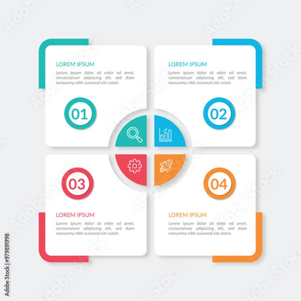 Fototapeta Modern Business Infographic Template with Colorful 4-Steps
