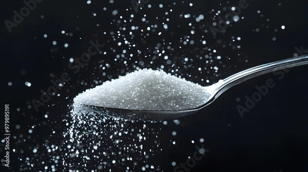 Fototapeta Granulated Sugar Pouring from Spoon