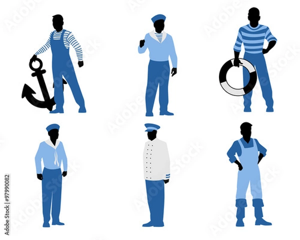 Obraz Six sailors silhouettes