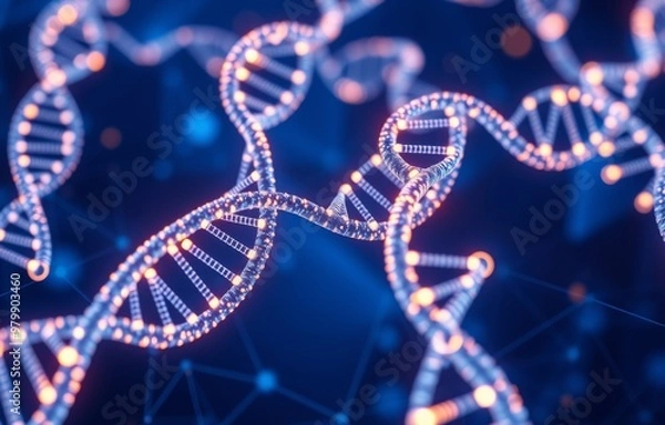 Fototapeta DNA chain abstract futuristic background.