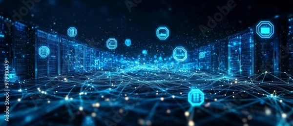 Fototapeta Cloud Grid, Cloud Computing and Digital Infrastructure