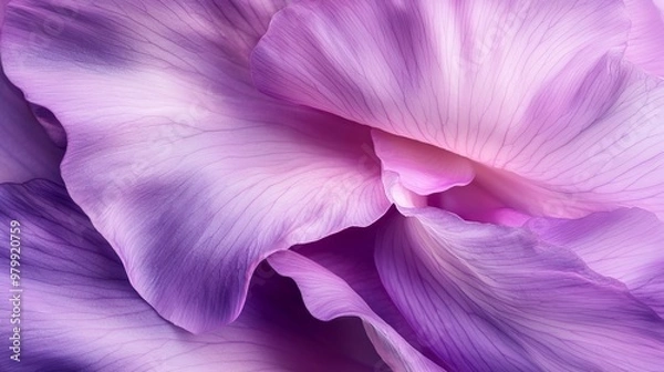 Fototapeta  A tight shot of a purple flower with a white stamen at its core