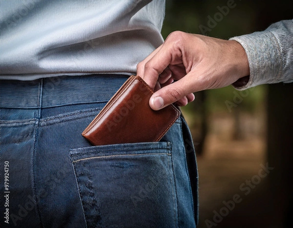 Fototapeta a hand stealing a wallet from a pants pocket