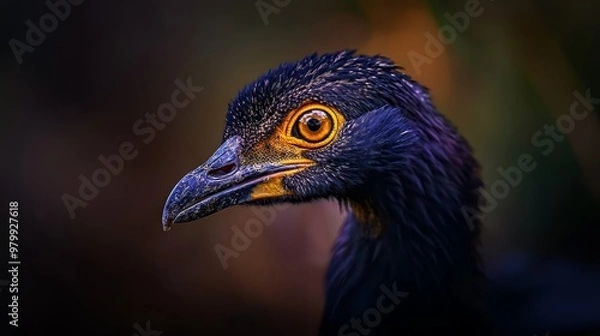 Fototapeta  A tight shot of a bird's head with a blurred background