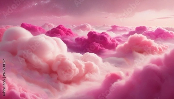 Obraz Vibrant Romantic Pink Clouds Background, Ideal for Dreamy Designs, Soft Aesthetic Projects, and Creative Digital Art